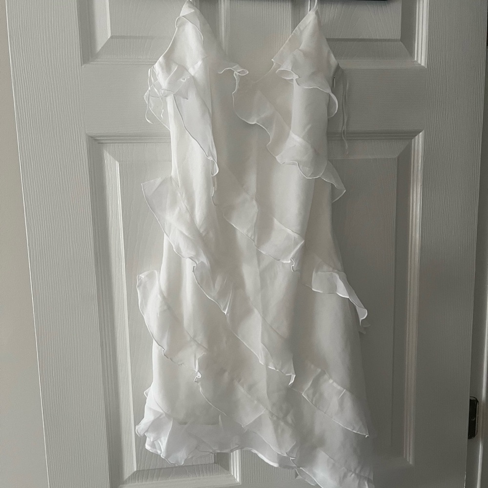 Abercrombie & Fitch asymmetrical white ruffle dress